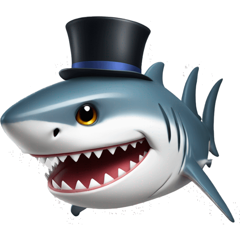 Shark with a top hat emoji