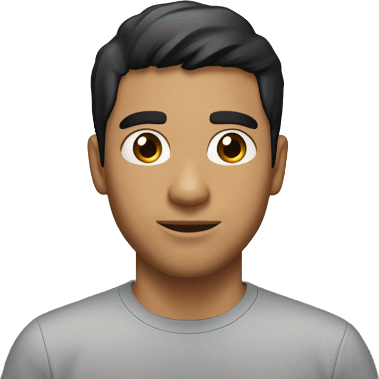 A head and shoulders shot of a 32 year old Latino man, with short black hair,   with brown eyes wearing a t-shirt. emoji