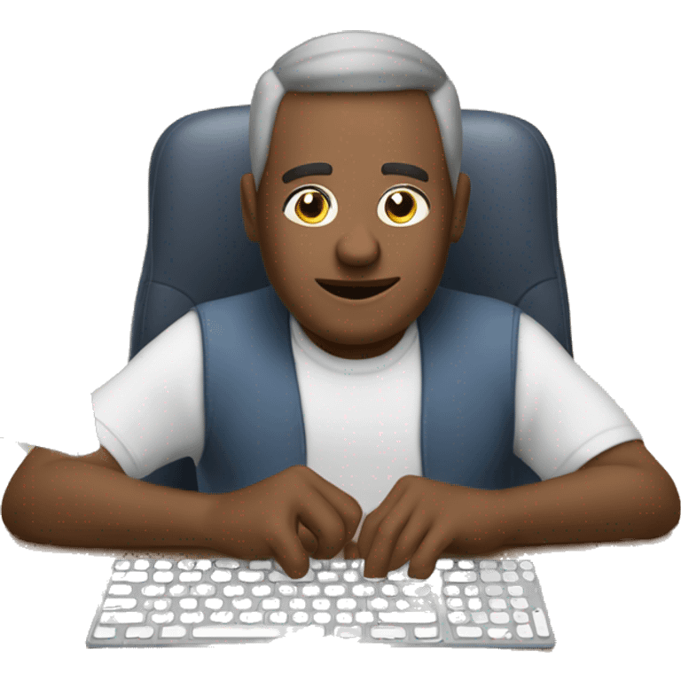 My dad sitting on his computer 24 seven doing work emoji