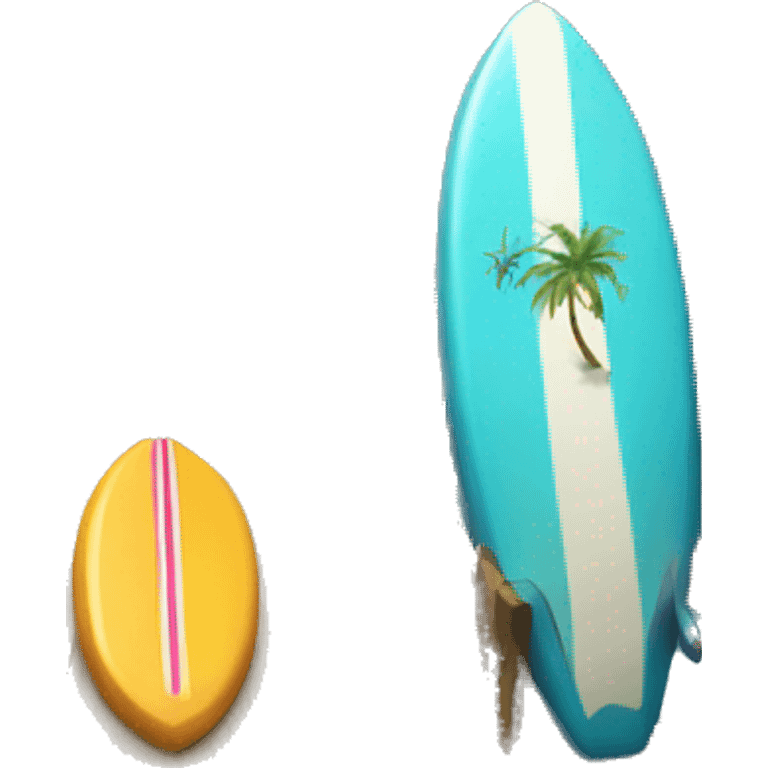 A palm tree and a surfboard on a bridge emoji