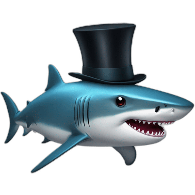 Shark with a top hat emoji