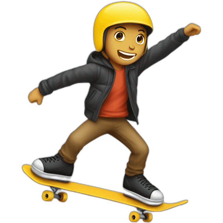 Skater riding a magnet emoji