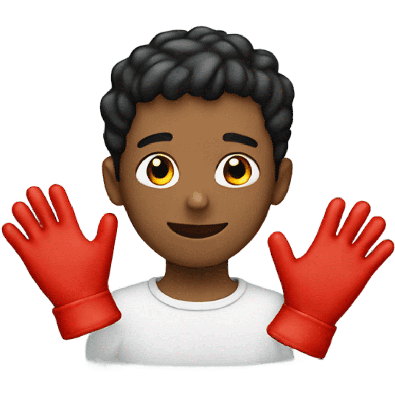 Boy wearing red gloves emoji