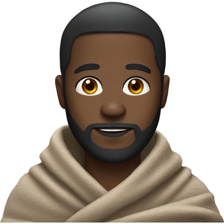 black man with beard wearing a blanket emoji