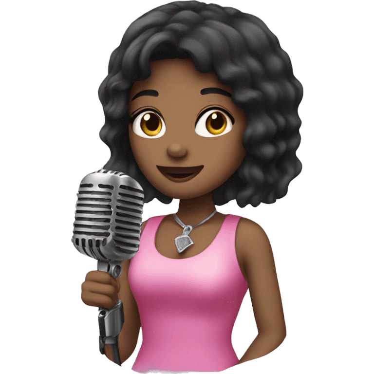 black hair singer girl pink micophone emoji