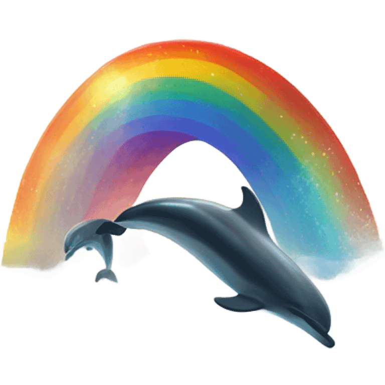 A sea sunset with a rainbow and dolphins emoji