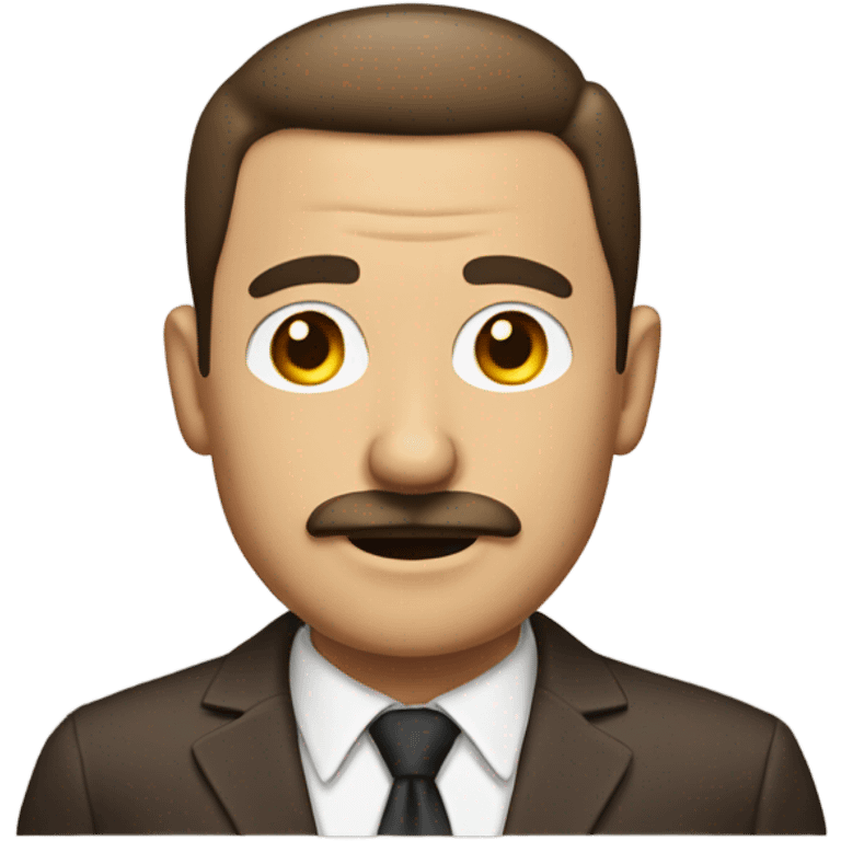 Guy with square moustache combover brown suit emoji