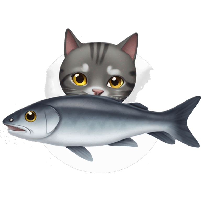 Cat eat fish emoji