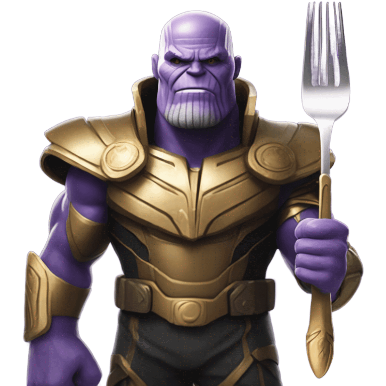 Thanos from squid game with a fork emoji