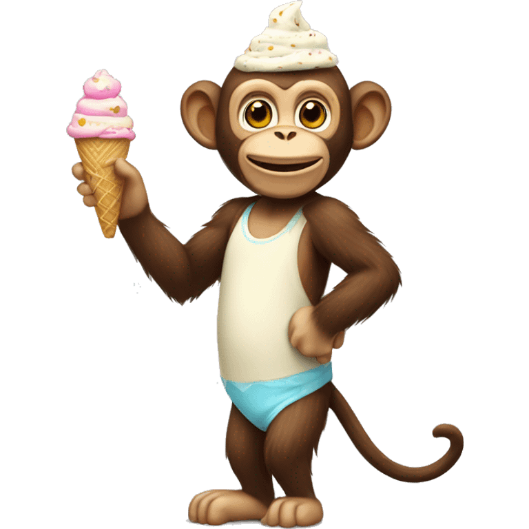 A monkey wearing an ice cream costume ￼ emoji