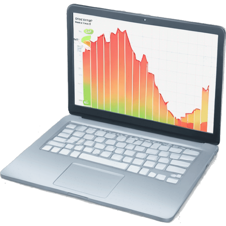 laptop with stock chart on stock market website emoji