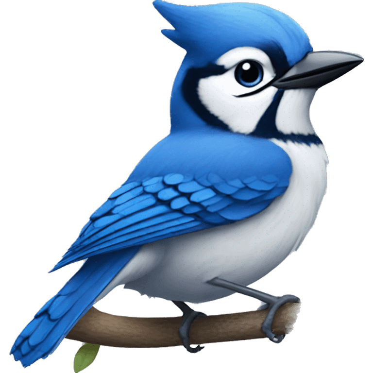 Blushing bluejay emoji