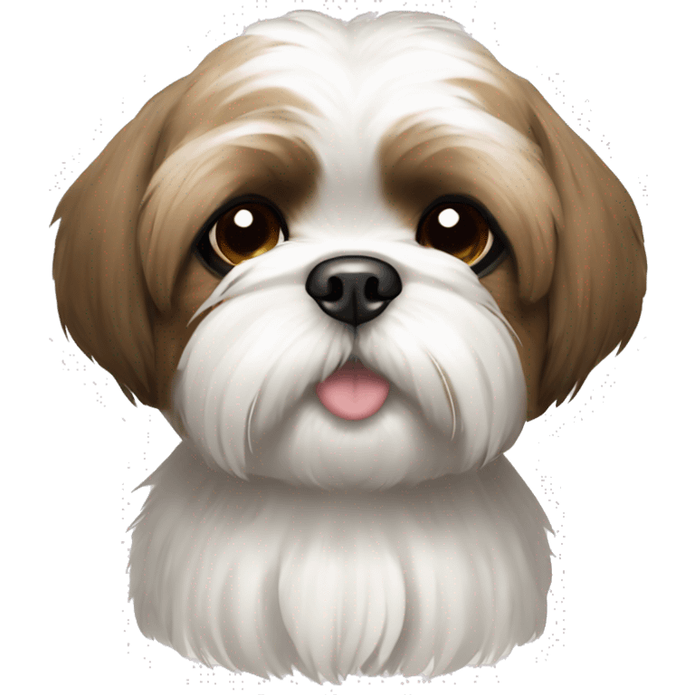 shih tzu with white fur and light brown spots and brown eyes emoji