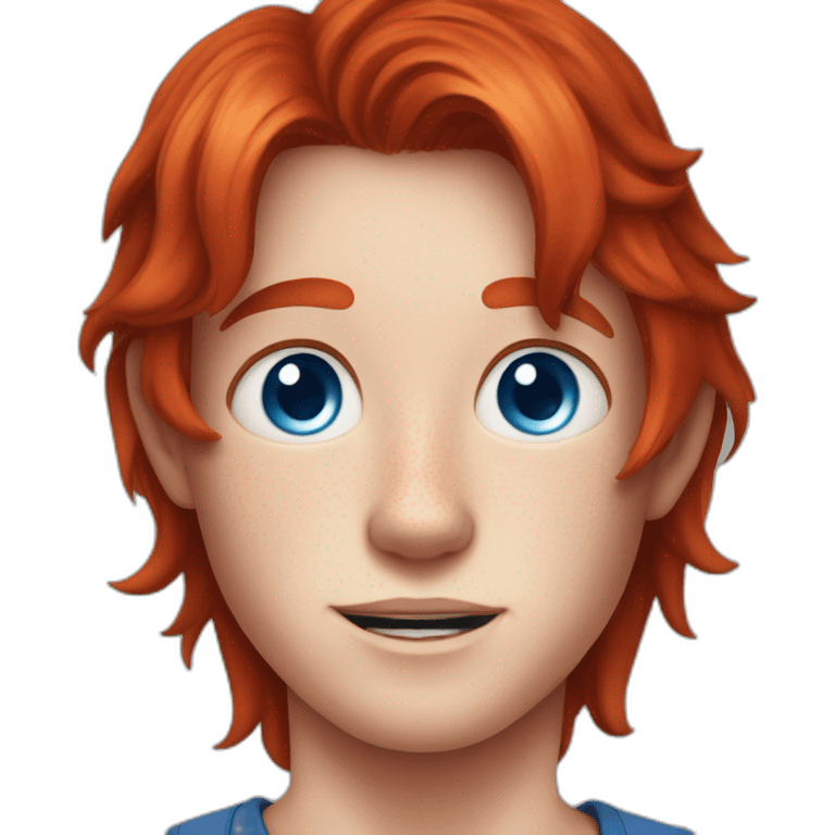 cherry red hair boy with blue eyes and freckles, and piercings emoji