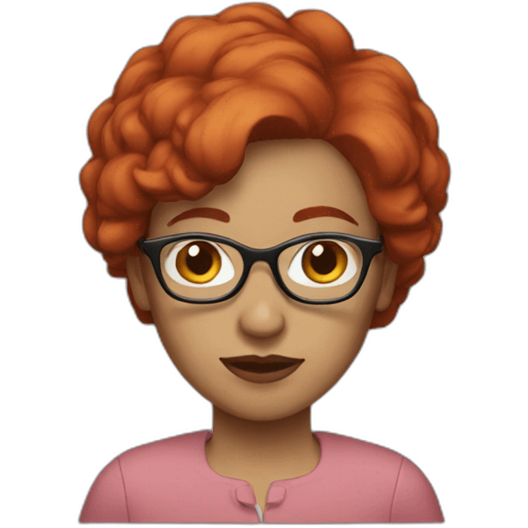 woman short red hair with glasses emoji