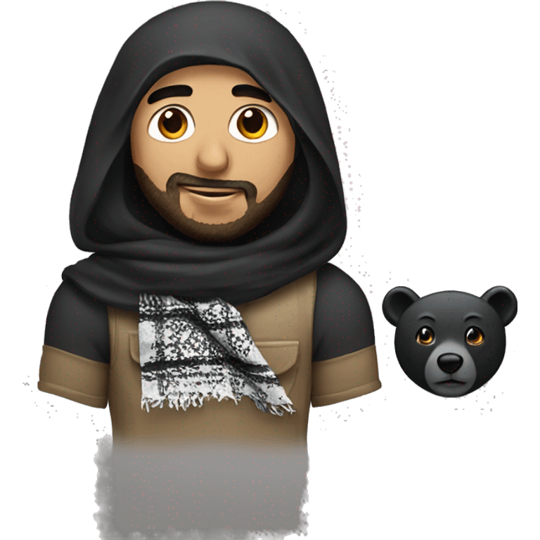 Arab guy with a keffiyeh and black bear  emoji