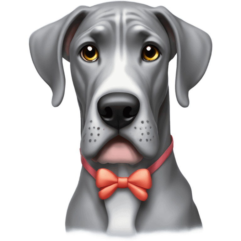 Grey great dane with bow emoji