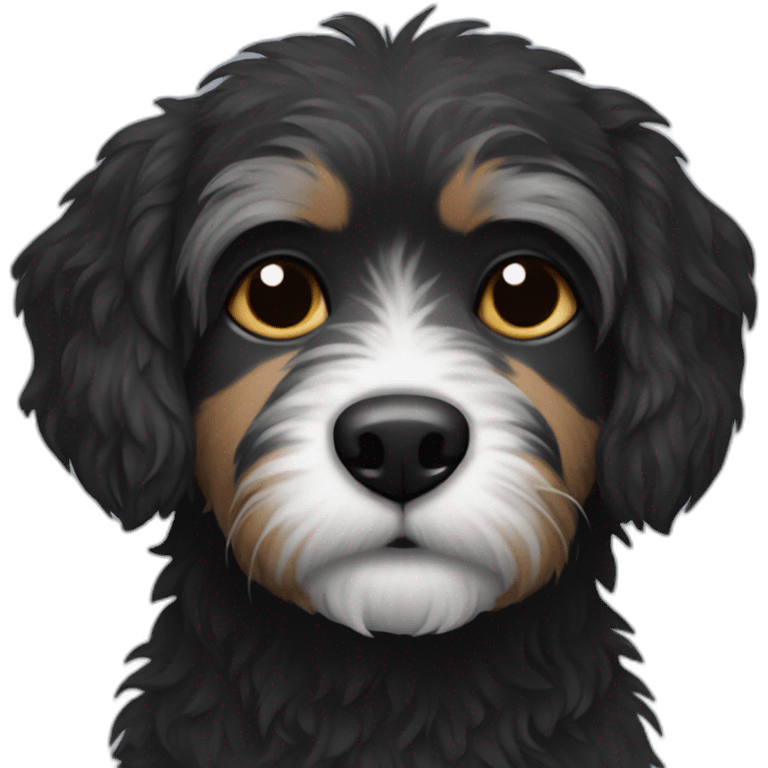 Black scruffy dog with white chin emoji