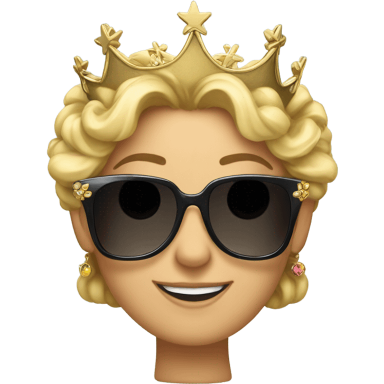 Heidi with crown and sunglasses emoji