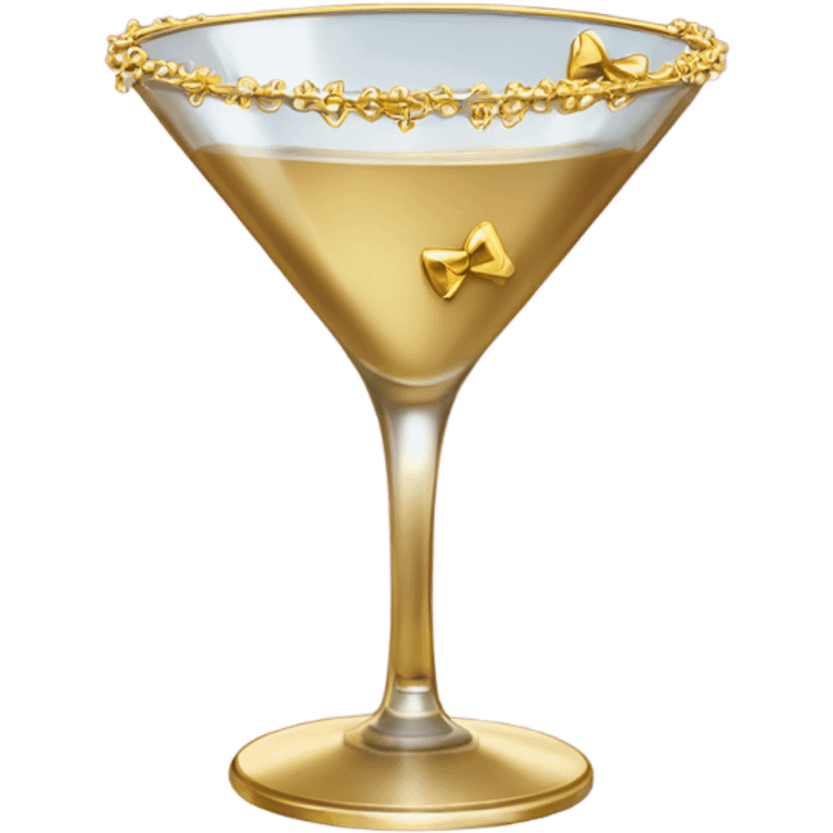 gold rimmed martini glass with tiny gold bows emoji