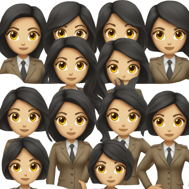 Female defense attorney with long black hair with brown suit emoji