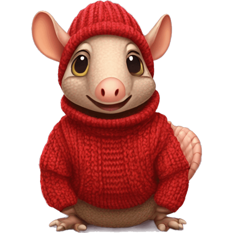 red armadillo wearing leg warmers and a knit jumper emoji