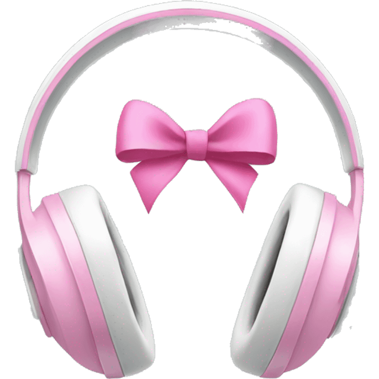 White headphones with two pink bows emoji