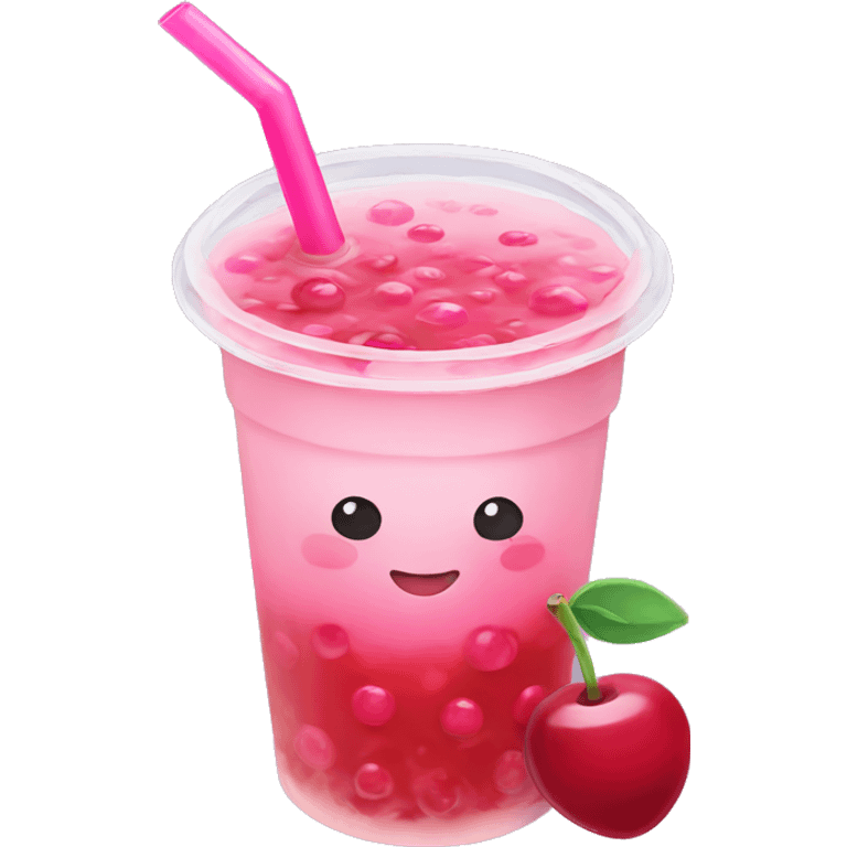 Cherry bubble tea  emoji