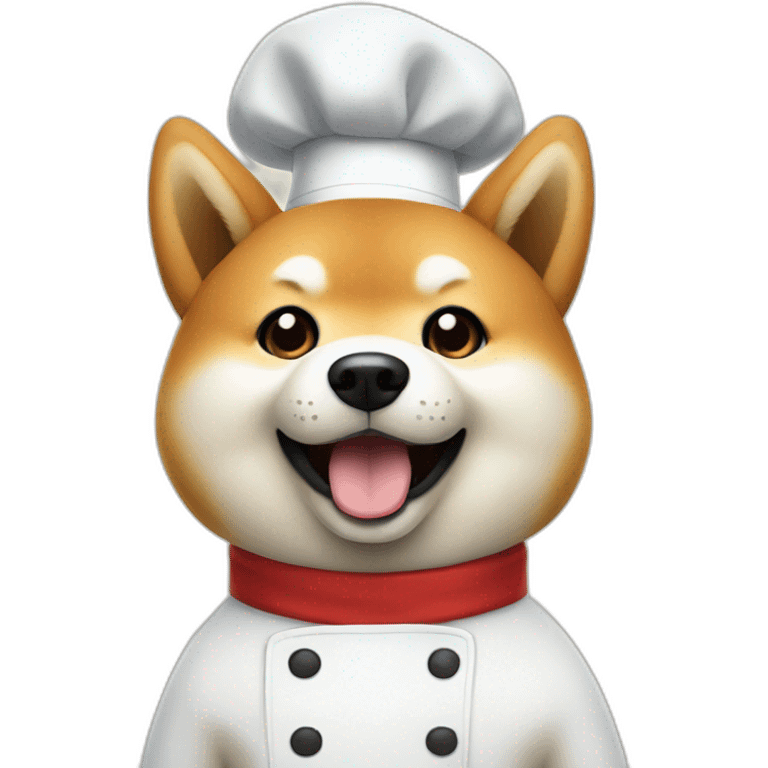 Shiba dog chef with one finger up close to its face asking you to wait emoji