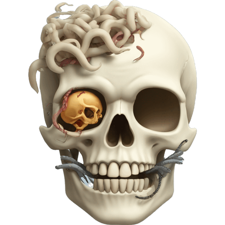 Skull with worms on top emoji