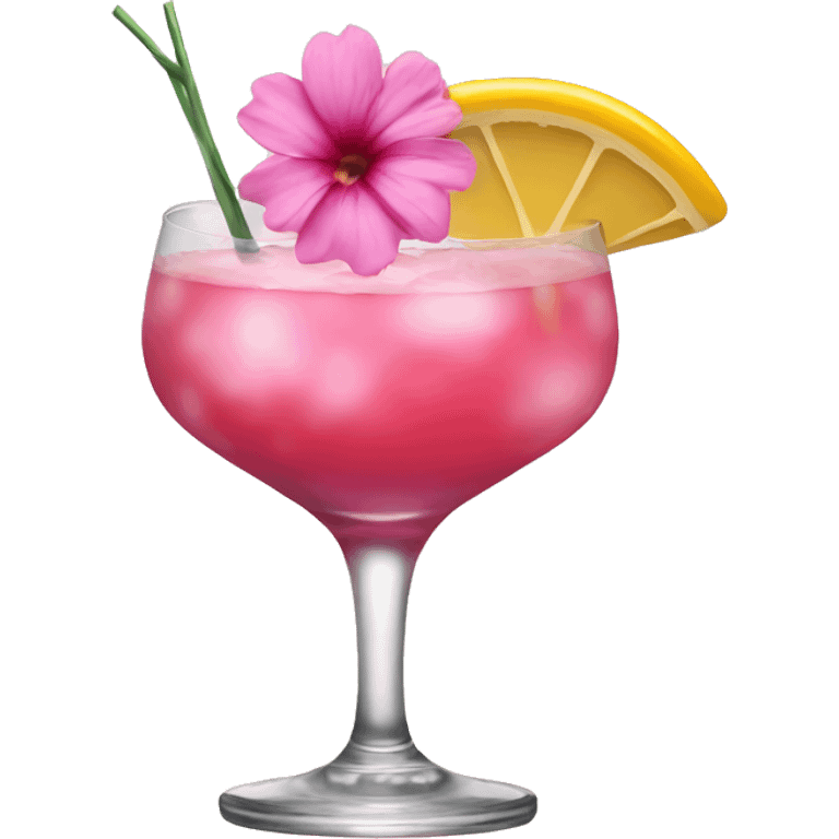 Cocktail with pink flowers emoji