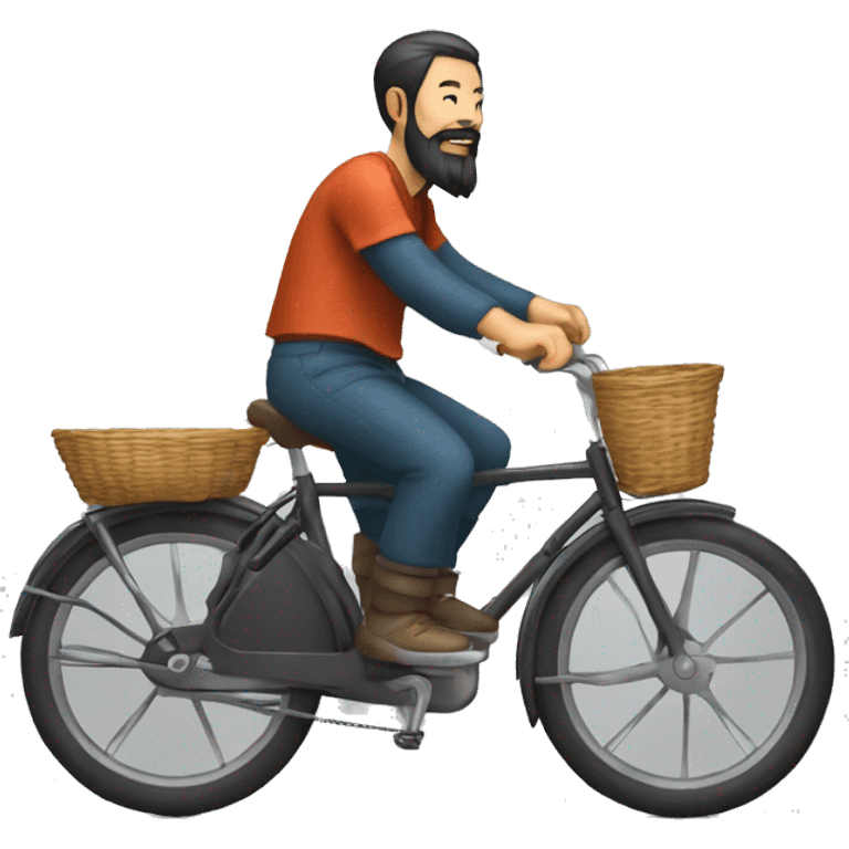 chinois barbu  sur un velo emoji