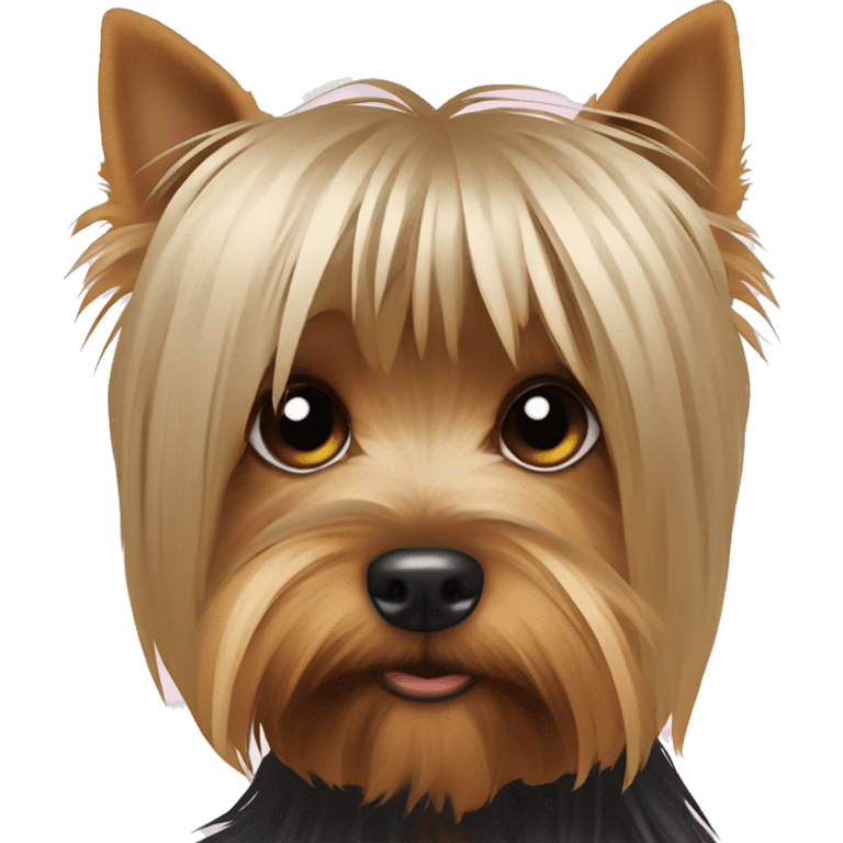 Yorkshire Terrier long hair covering his face only one eye emoji