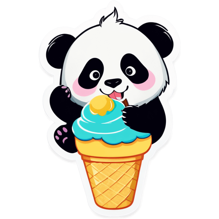 Panda eating ice cream emoji