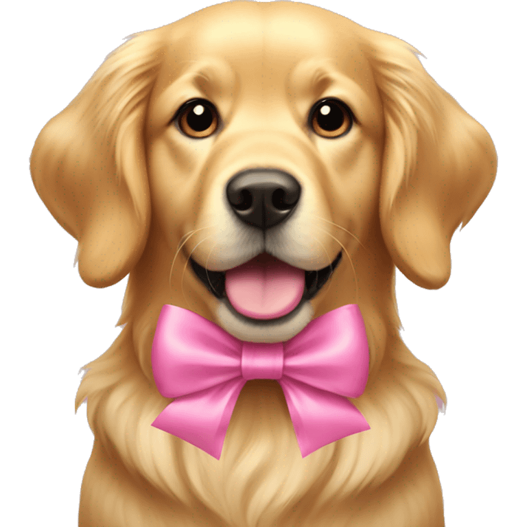 Golden retriever with pink bow emoji