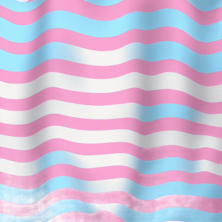 transgender pride flag with five horizontal stripes: light blue, pink, white, pink, and light blue emoji