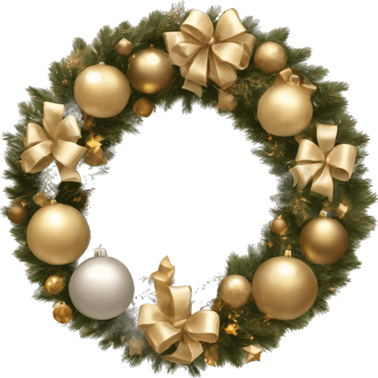 Realistic beige and gold christmasy wreath emoji