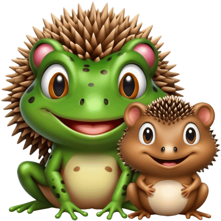 Frog and hedgehog friends emoji