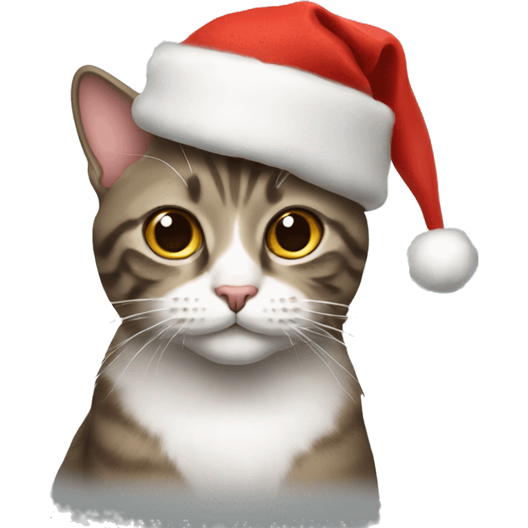 Cat wearing a Christmas hat emoji