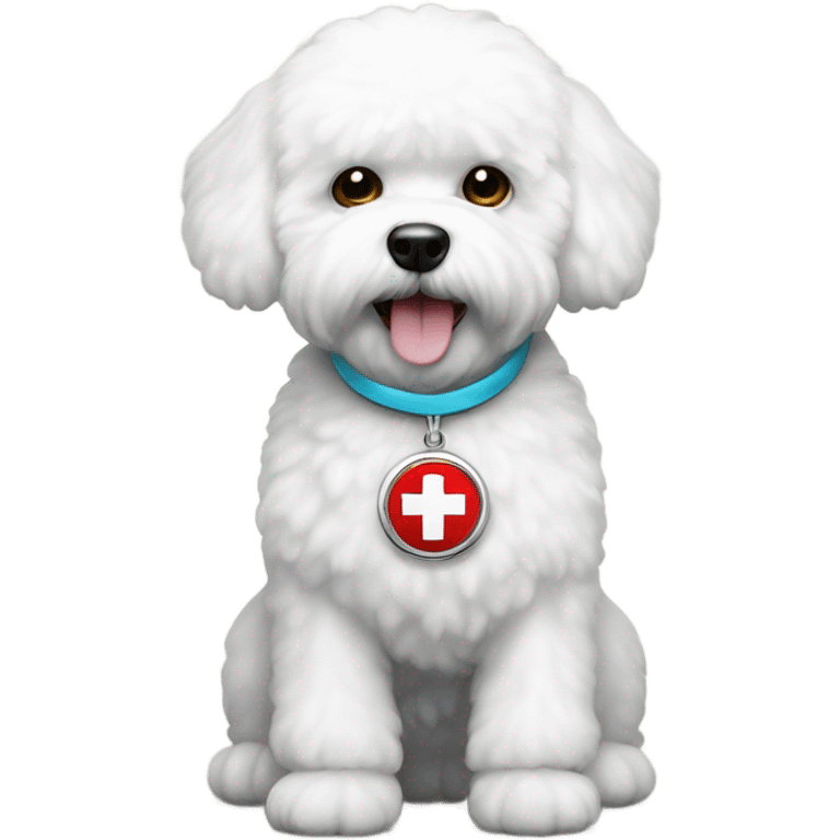 Bichon with a medical alert badge  emoji