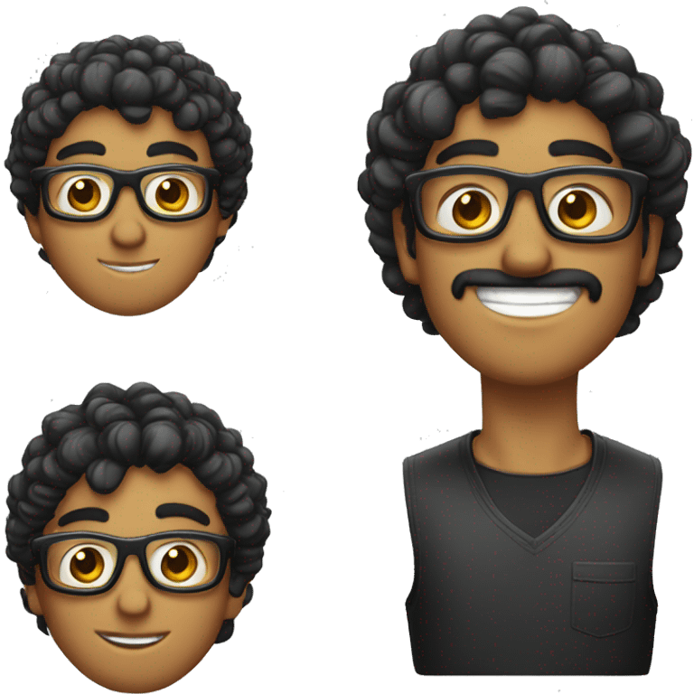 Paulo, gordo, cabelo liso e preto, óculos emoji