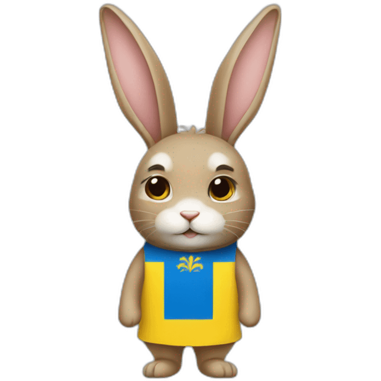 rabbit in a Ukrainian flag costume emoji