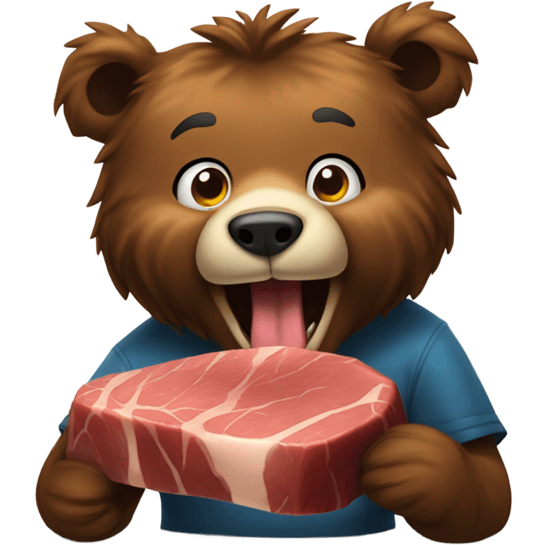 Bear eating steak emoji