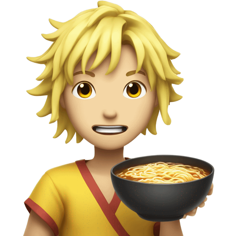 Crazy yellow anime guy delivering ramen to somebody emoji