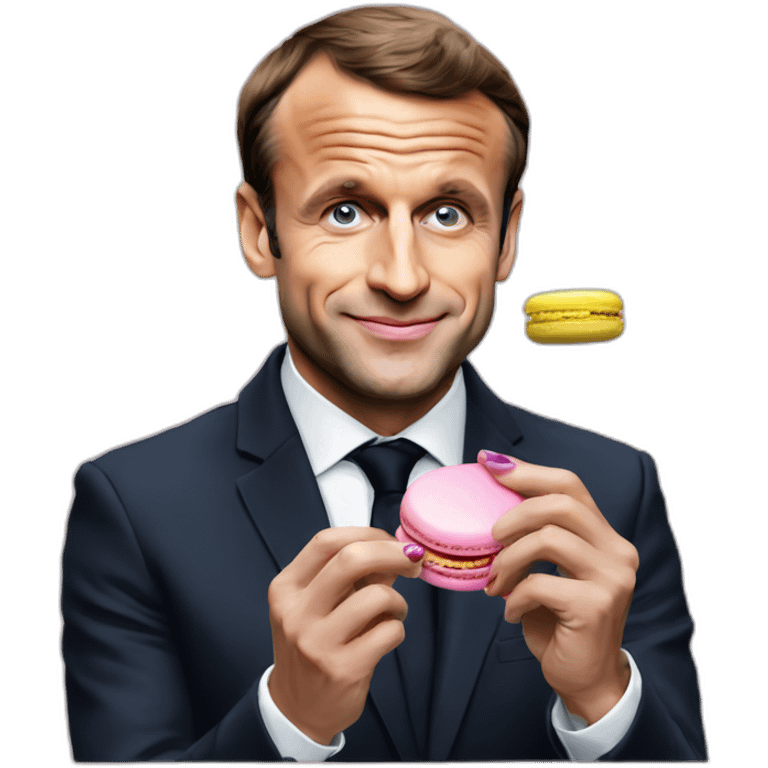 emmanuel macron eating a french macaron emoji