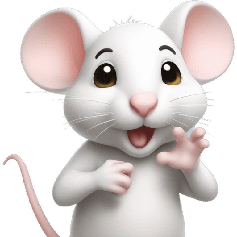 Cute white mouse blowing a kiss to the camera emoji