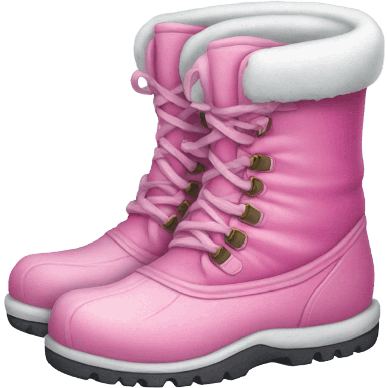 pink winter boots in the snow  emoji