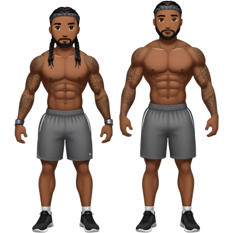 Buff black man with braids and tattoos at gym  emoji