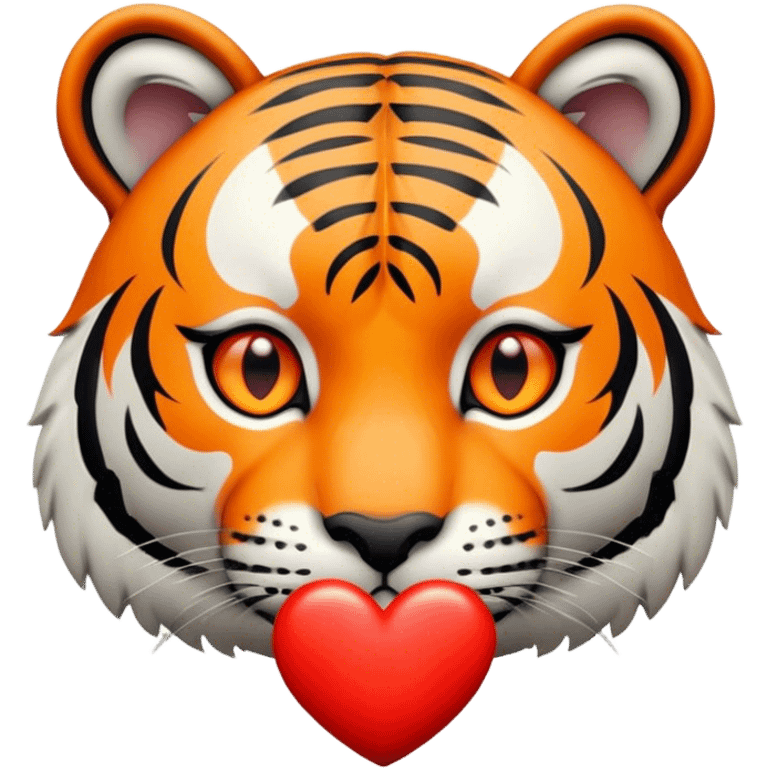 Sad tiger holding heart emoji