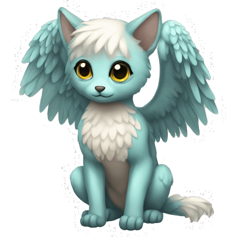 Anthro shy cute kawaii winged animal hybrid full body emoji